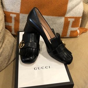 Leather mid-heel Gucci pump